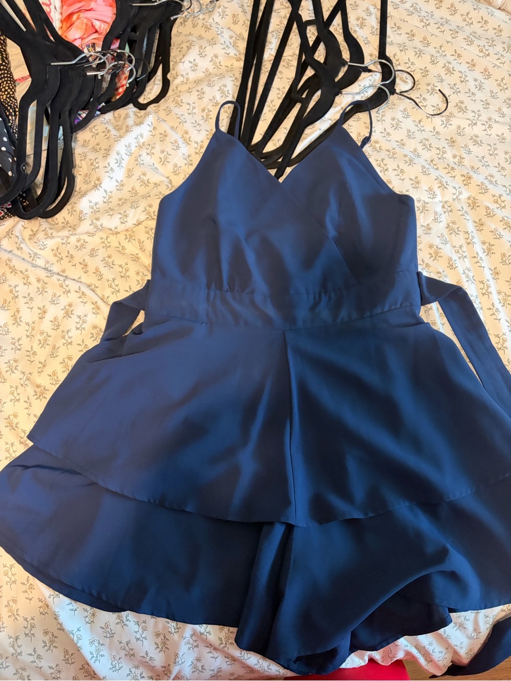 Amazon Navy Blue Tiered One-Piece Romper